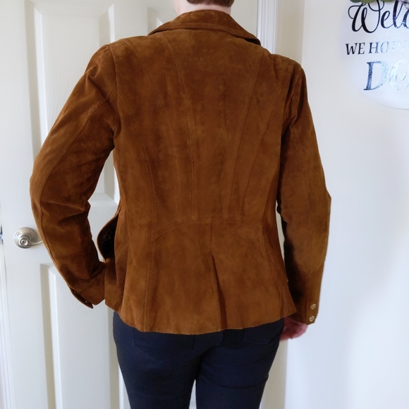 Isaac Mizrahi Live brown suede jacket gold size 8 - Picture 4 of 11